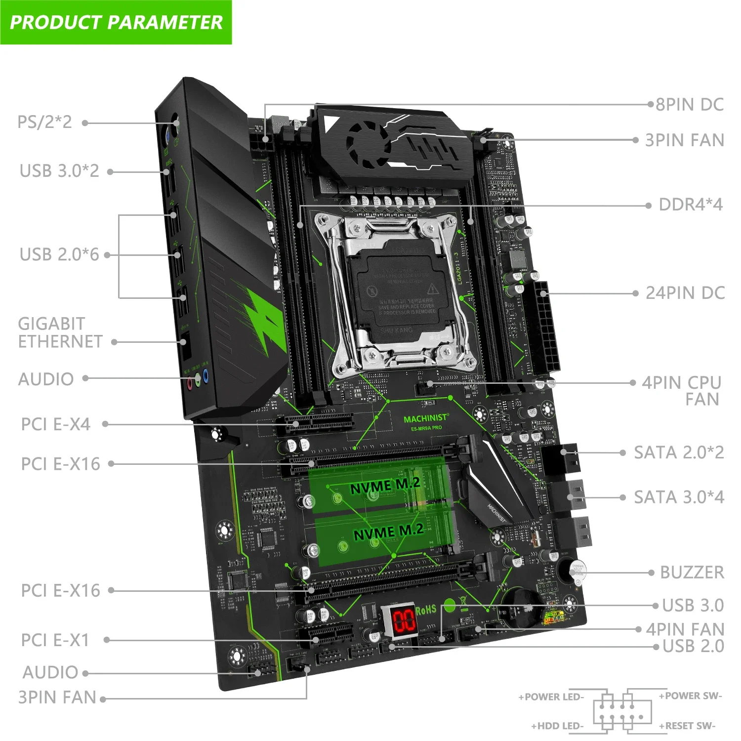 Imagem -03 - Kit Combo para Placa-mãe Processador Cpu Xeon e5 2667 v4 Lga 20113 16g = 8g x Ram Ddr4 Conjunto de Memória Nvme M.2 Usb 3.0 Machinist-mr9a X99