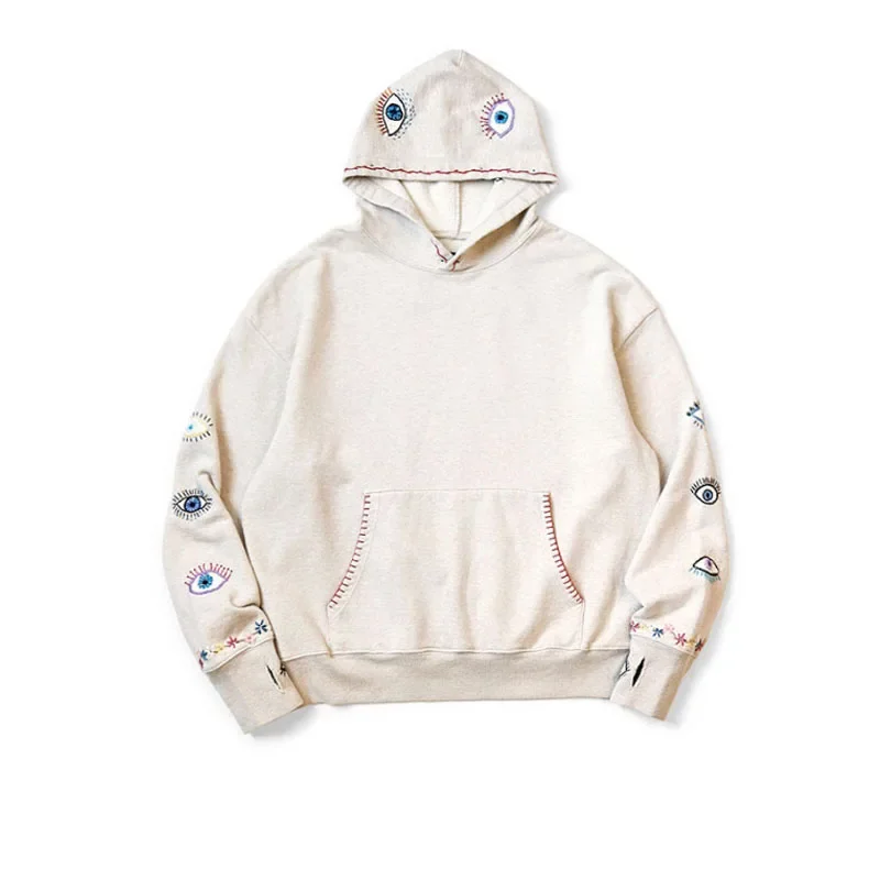 

25SS New Arrival KAPITAL Hirata and Hongri Casual Eyes Fun Embroidery Cotton Loose Hooded Sweatshirt