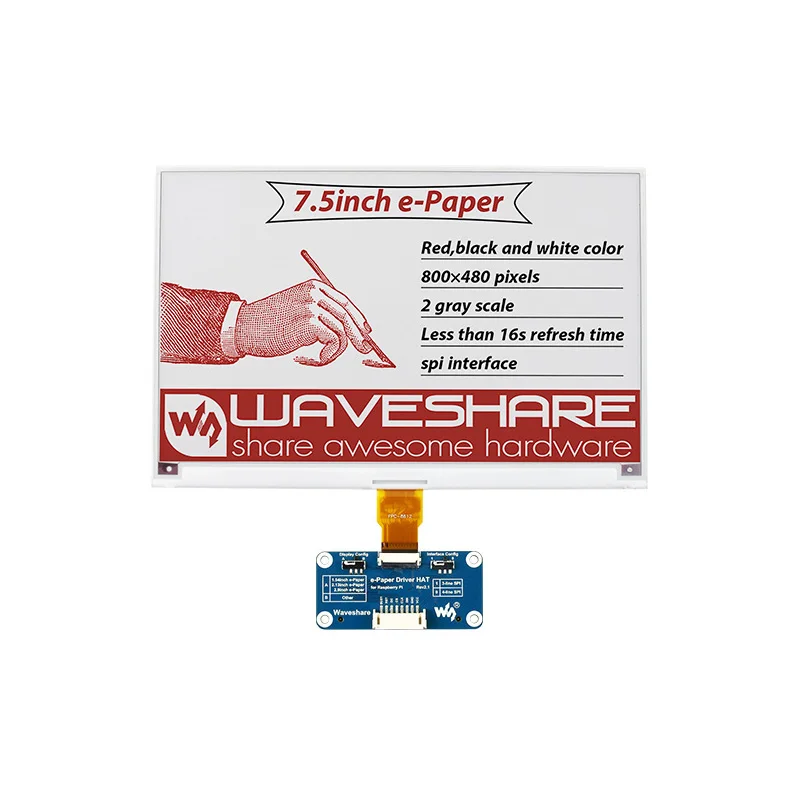 Weixue electronic e-ink screen driver board 7.5 Red Black White-inch three-color display e-paper Module Spi Communication