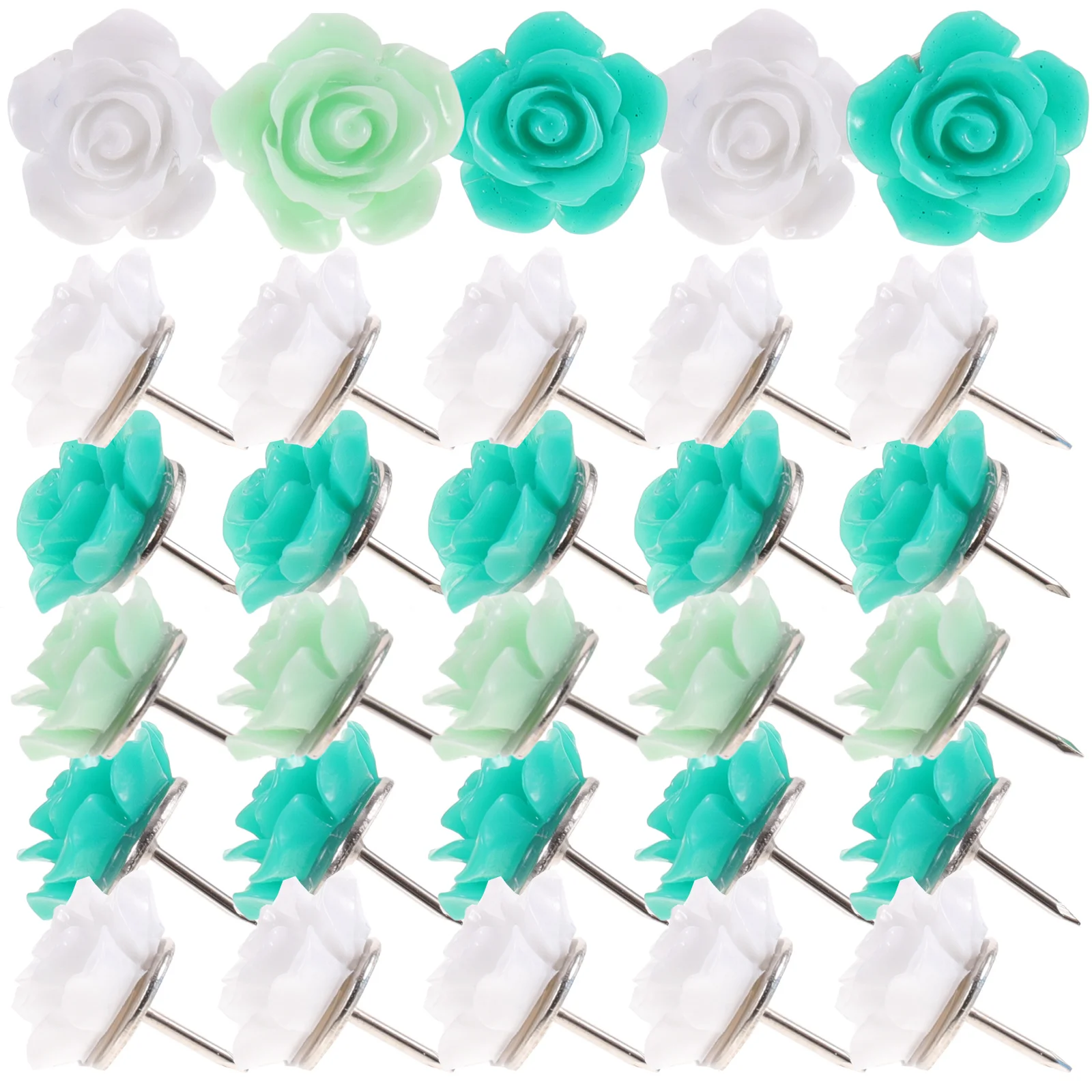

30pcs Flower Shape Push Pins Multi-Function Thumbtacks Delicate Thumb Tacks Map Supplies Compact Reusable Pushpins For Daily Use