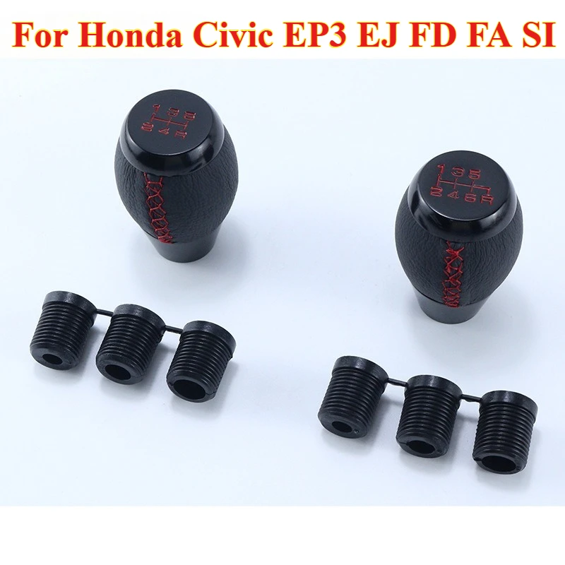 

5/6 Speed Manual Red Stitching Black Leather Gear Shift Knob for Honda Civic EP3 EJ FD FA SI，Automobile Interior Accessories