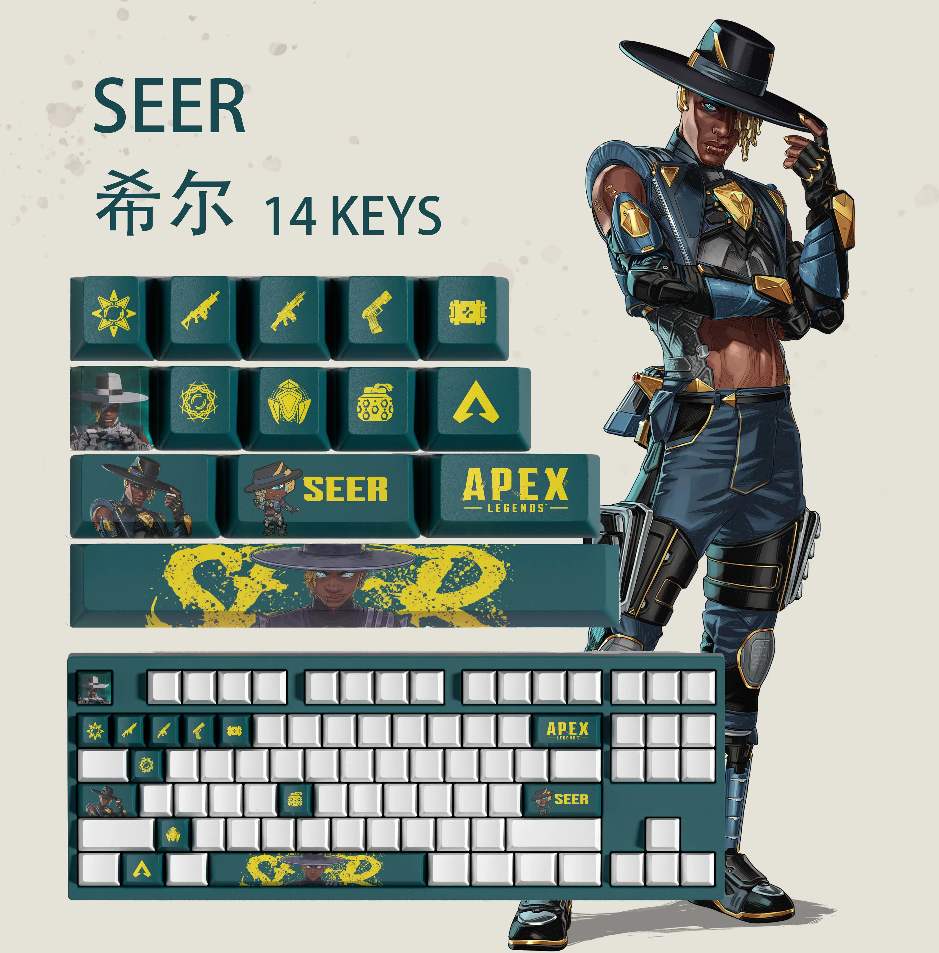 

SEER KEYCAPS APEX keycaps 14KEYCAPS OEM Profile Apex Legends Keycaps for mechanical keyboard