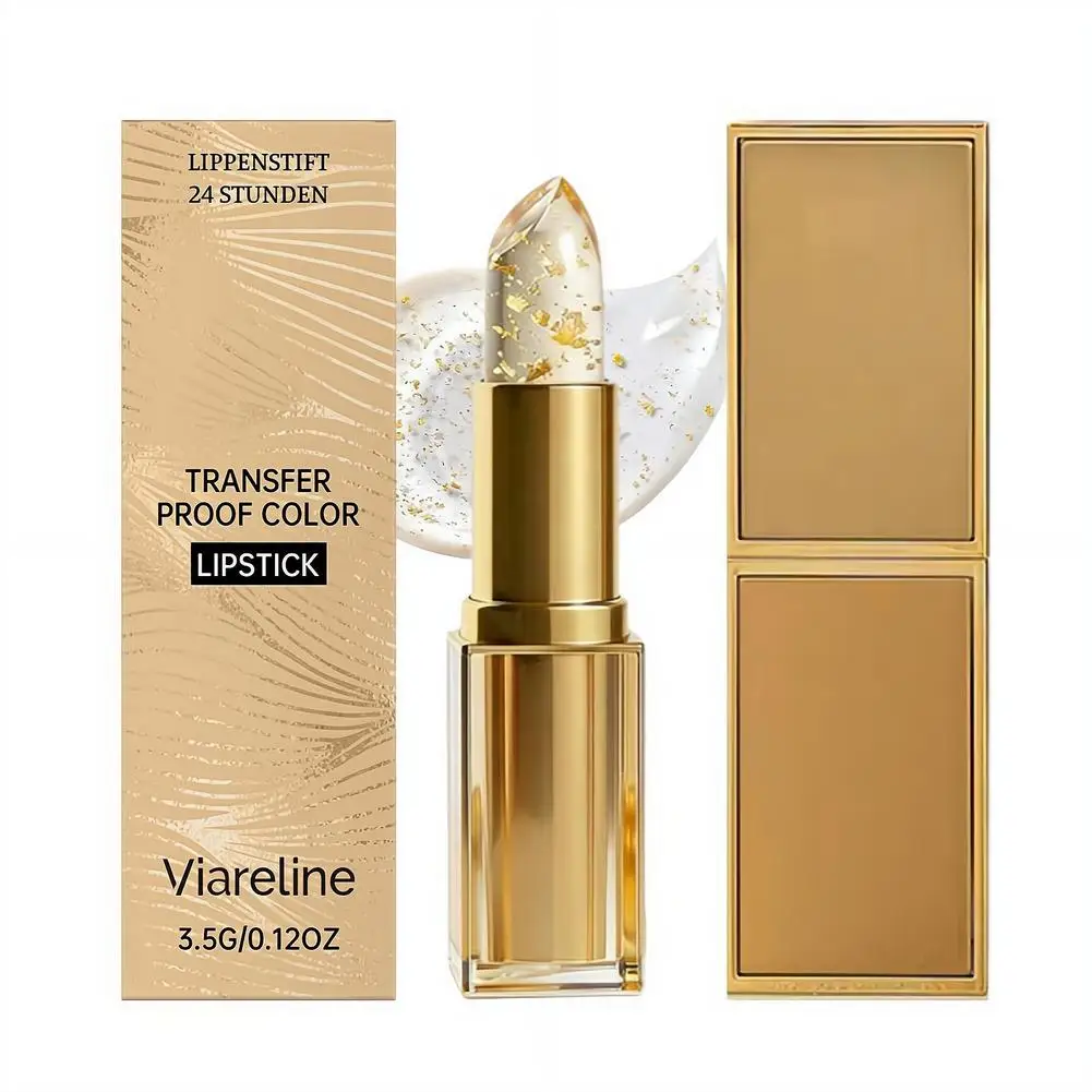 Gold Crystal Foil Lippenbalsam, Lippenstift, weich, feuchtigkeitsspendend, natürliche Farbe, Lipgloss, leichte Textur, nicht fettig, feuchtigkeitsspendend, verblasst Lippenlinien – Detail 3
