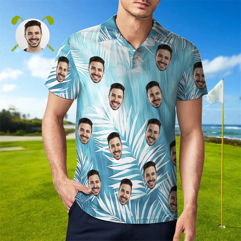 Funny Unisex Polo T Shirt Custom 3d Photo Print Button Vacation Shirt Short Sleeve Sleeve Designer Shirts Clothes Golf Polo