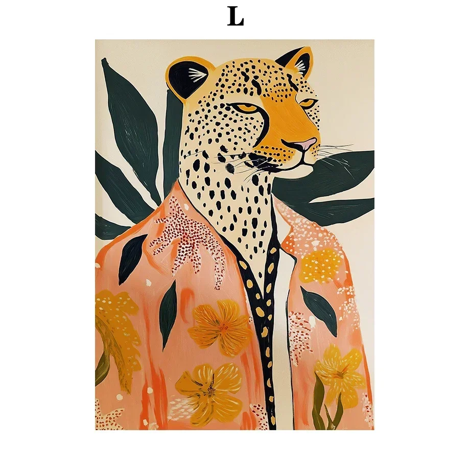 2026 Fashion Tiger Funny Cat Woman Field Watercolour Canvas Painting Nordic Wall Art Poster Print Frameless for Room Home Decor