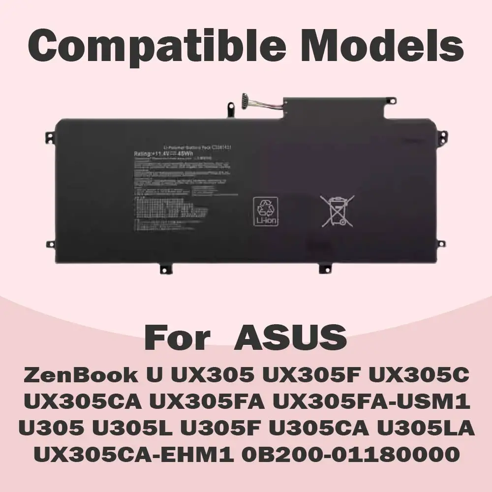 C31N1411 High Quality Battery for ASUS ZenBook U Series UX305 Compatible with UX305F UX305C UX305CA UX305FA UX305FA-USM1 U305