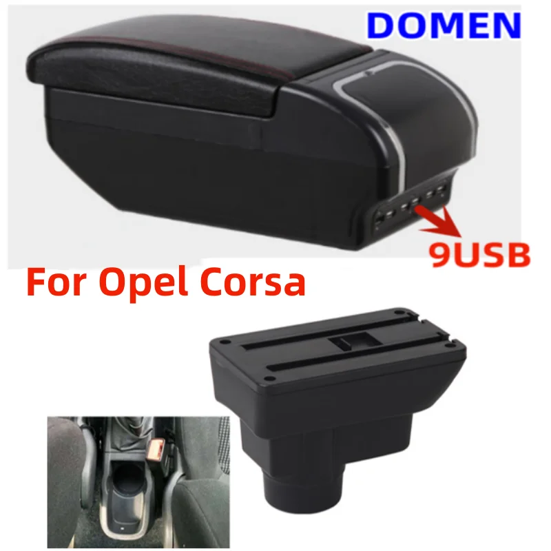 For Opel Corsa D Armrest Box Opel Corsa Universal Car Central Armrest Storage Box cup holder ashtray modification accessories