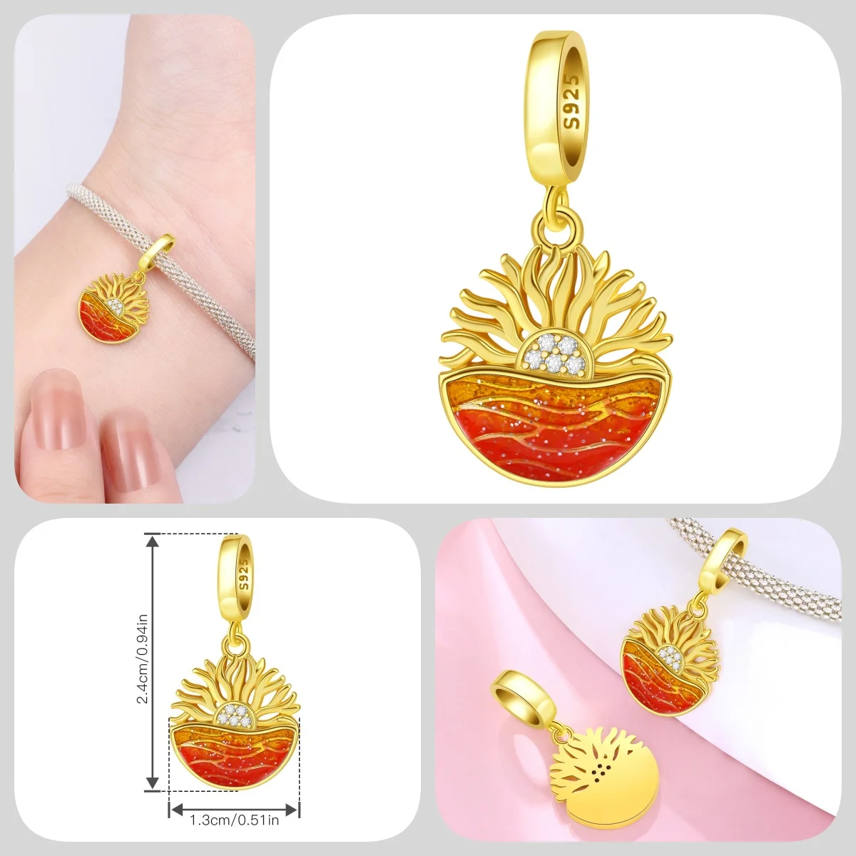 Blauer Charm, 925er Sterlingsilber, Ozeanperlen, Betta-Fisch-Anhänger, Geburtstagsfeier, Geschenk für Frauen, Armband, Halskette, DIY-Perlen, Schmuck – Detail 16