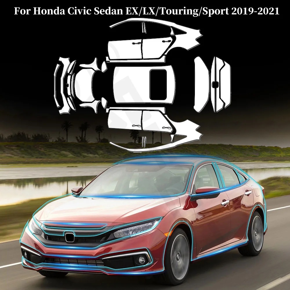 

For Honda Civic Sedan 2019-2021 Anti-scratch TPU Paint Protection Film Pre-cut PPF Car Body Clear Bra Resistant Repairable Cover