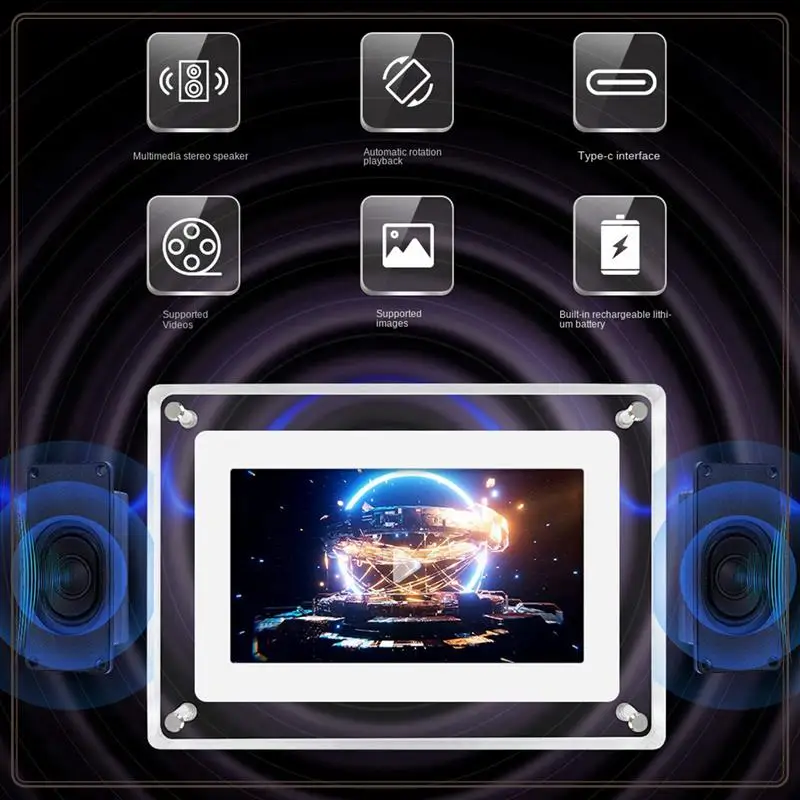 

Video Player Frame Digital Photo Frame Acrylic 7 Inch 1500Mah IPS Screen 4Gb Memory Desktop Video Player