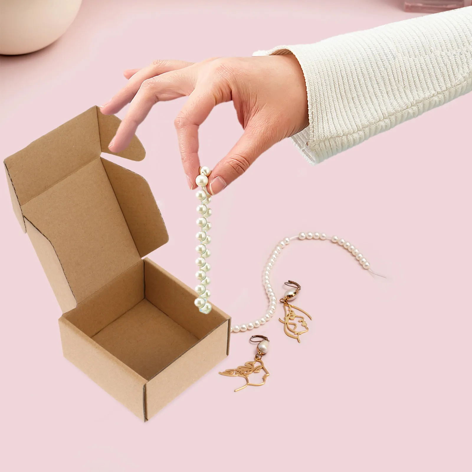 25 Pcs Black Cardboard Box Corrugated Packaging Case for Jewelry Shipping Storage Box Ideal for Small Business and Mailing Needs - view 3