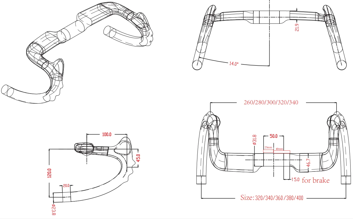BIKEDOC HB27 Neue Version mit Bremsen Carbon-Bahnrad-Lenker Cycle Sprint TT Carbon-Lenker – Detail 2