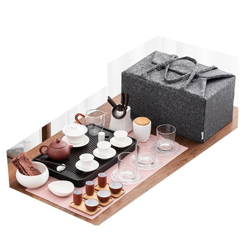 Set da tè Oolong verde nero kung fu set da viaggio portatile vassoio da tè