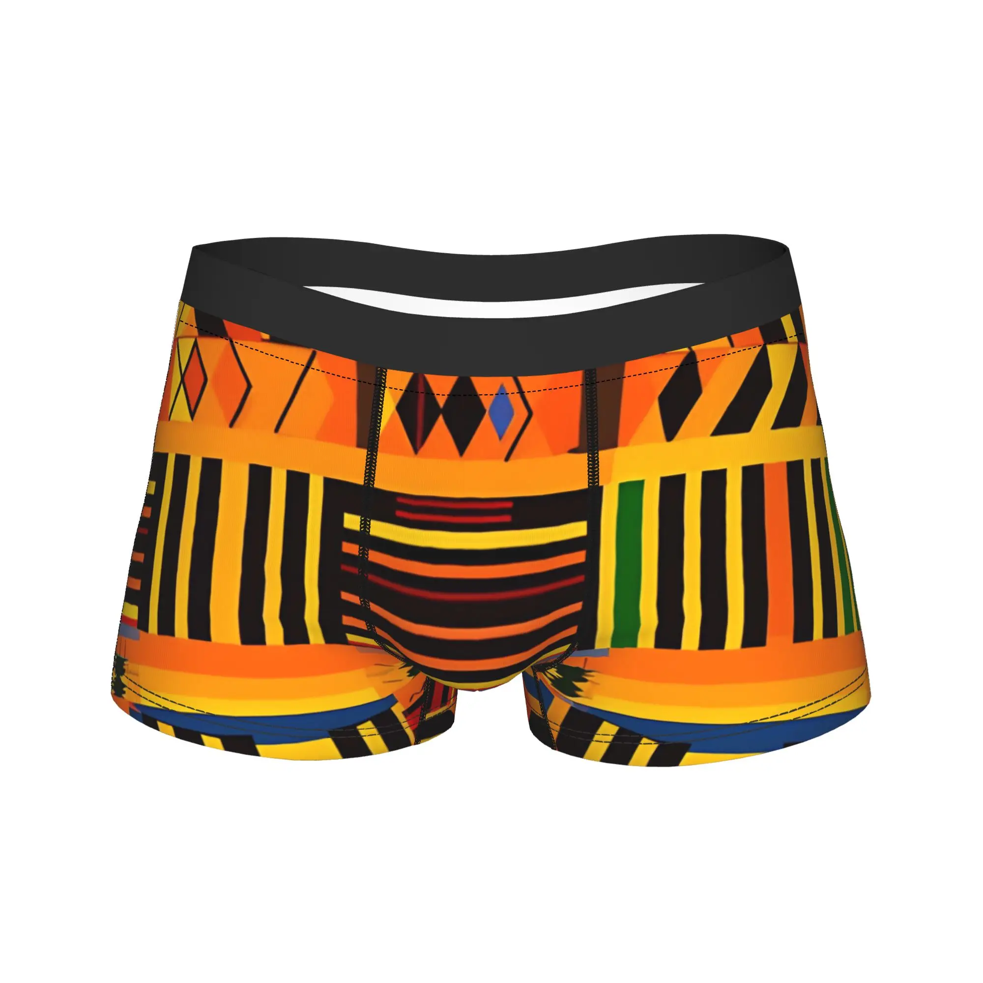 African Pattern Authentic Kente Cloth Underwear Underpants Printing Shorts Briefs For Male Pouch Large Size Boxershorts