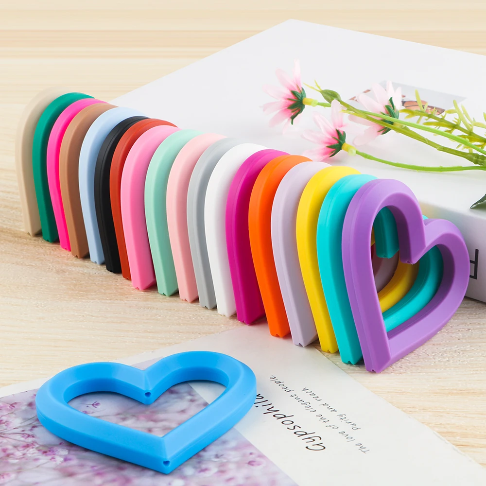 Sunrony 3/5Pcs Silicone Ring Heart Flower Shape Pendants With Hole For Jewelry Making DIY Hangings Handicrafts Accessories