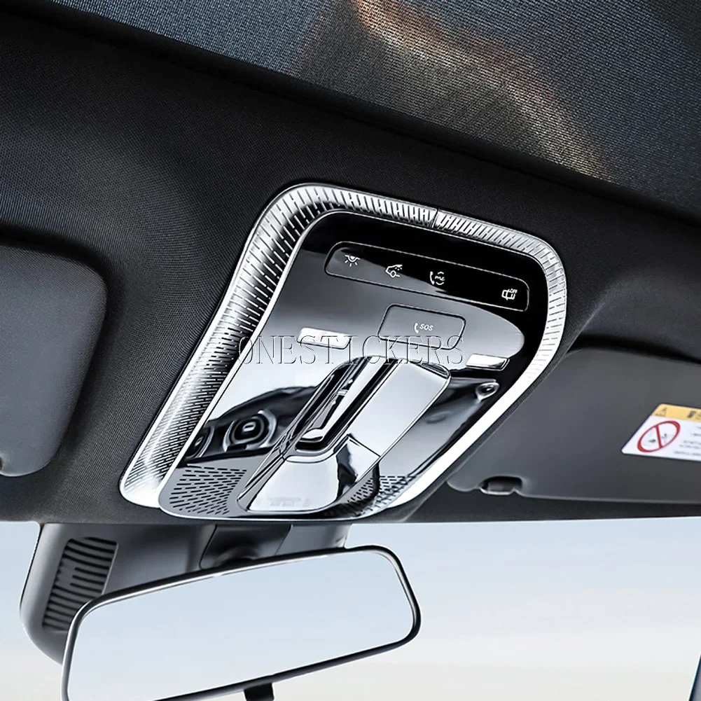 For Mercedes Benz C E GLC EQE Class AMG W206 W214 X254 W254 V295 Stainless Steel Car Accessories Roof Reading Lamp Trim Cover