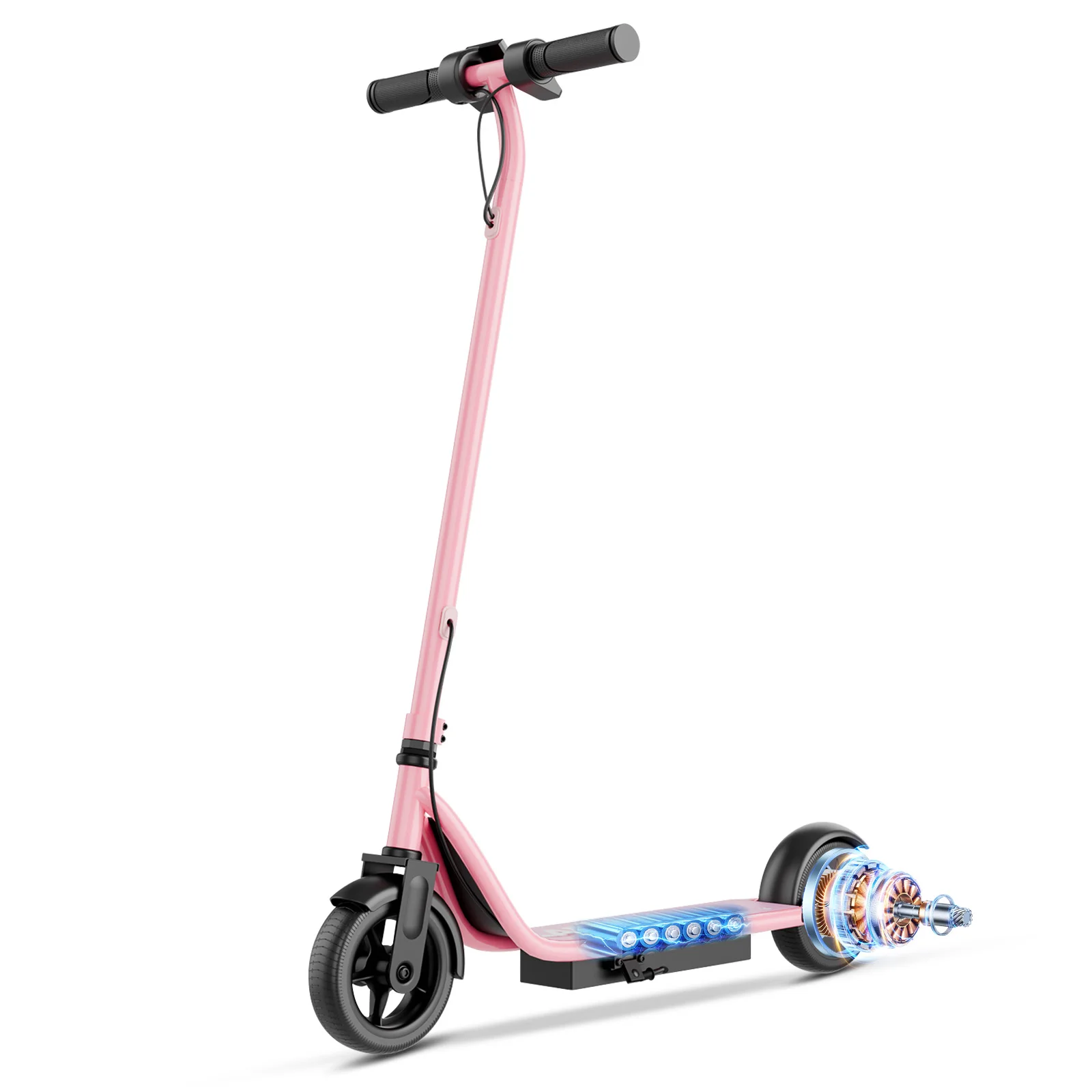 JUICEASE Elektroroller für Kinder, Doppelbremse, rosa-schwarz, 15 km/h, 4,4 Ah Kapazität, 250 W, besonderes Kindergeschenk