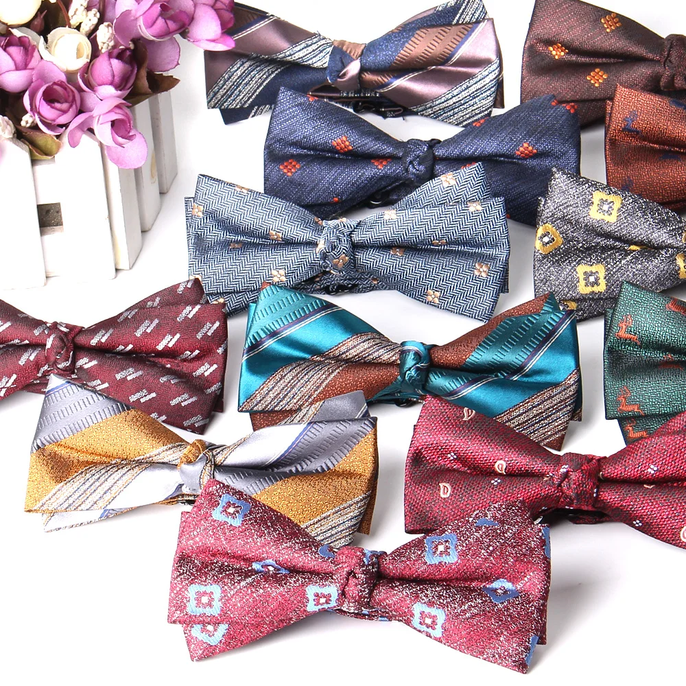 Striped Bow tie For Groom Fashion Floral Bow ties For Men Women Shirt Bow knot Adjustable Adult Bowties Cravat Groomsmen Bowtie