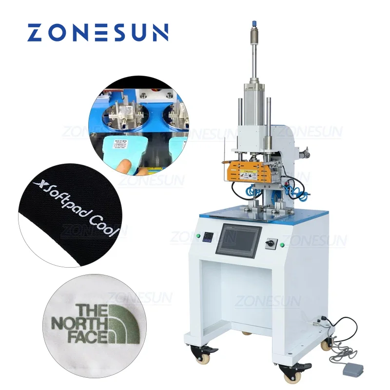 ZONESUN ZS-HTP-C 70*70mm Automatic Paper PVC Leather LOGO Hot Stamping Creasing Embossing Machine Heat  Punch Press Machine