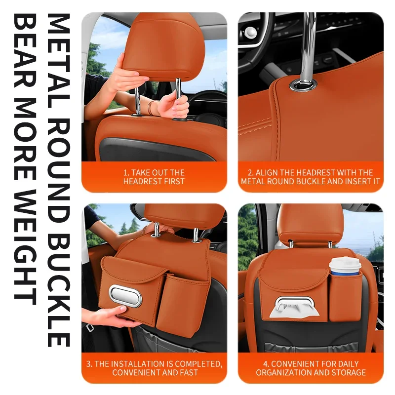 Car Seat Backtissue Bag For Toyota Corolla Camry Crown Yari Avalon Chair Back Multi-Function Tissue Box Car Interior Accessories 6