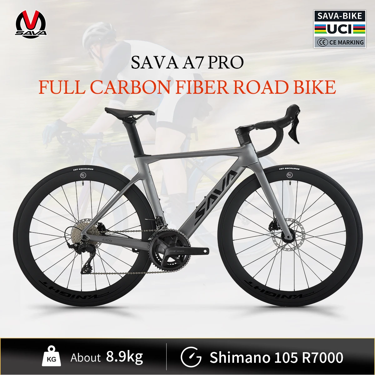 

SAVA 20th Anniversary Road Racing Pro Full Carbon Fiber Road Bike 22-speed with SHIMAN0 105 R7000 Groupset