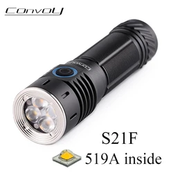 Convoy S21F 519A Led Flashlight Linterna with 60 Degree TIR Lens 21700 Flash Light Type-c High Powerful Torch 2700K to 5700K