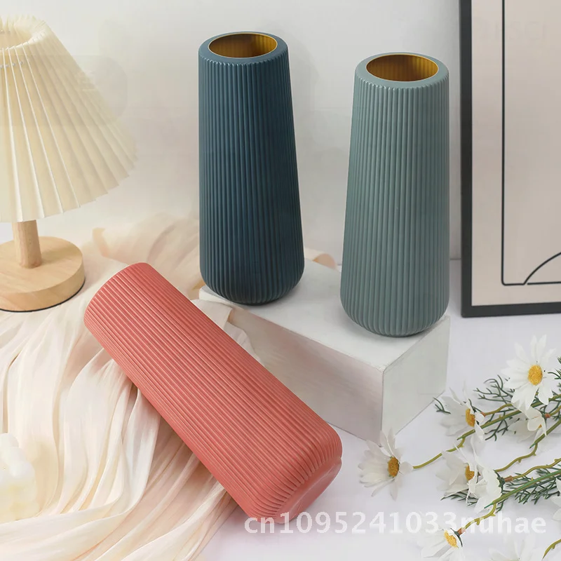 

Пластиковая ваза для цветов в скандинавском стиле, современная простая креативная устойчивая к падению гидропонная цветочная композиция, домашний декор для рабочего стола