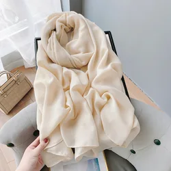 180*85CM New Solid Cotton Scarf for Women Winter Warm Linen Pashmina Scarves Hijabs Lady Foulard Shawls Wraps Female Bandana