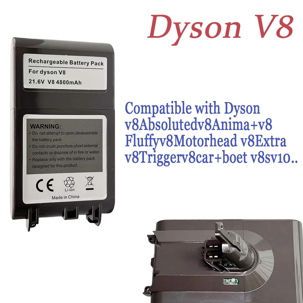 For Dyson V8 4800/6800/9800mAh 21.6V Battery Absolute V8 Animal Li-ion SV10 Vacuum Cleaner series Rechargeable batteries