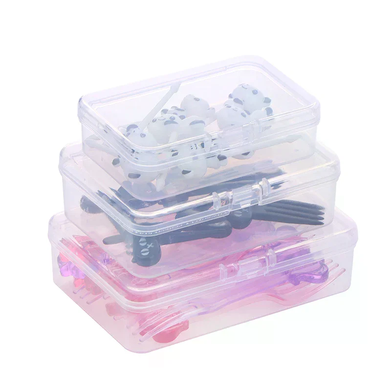 1Pc Fruit Fork Storage Organize Box Bento Food Toothpick Box Without Fork Transparent hairpin Earring Collection Jewelry Case