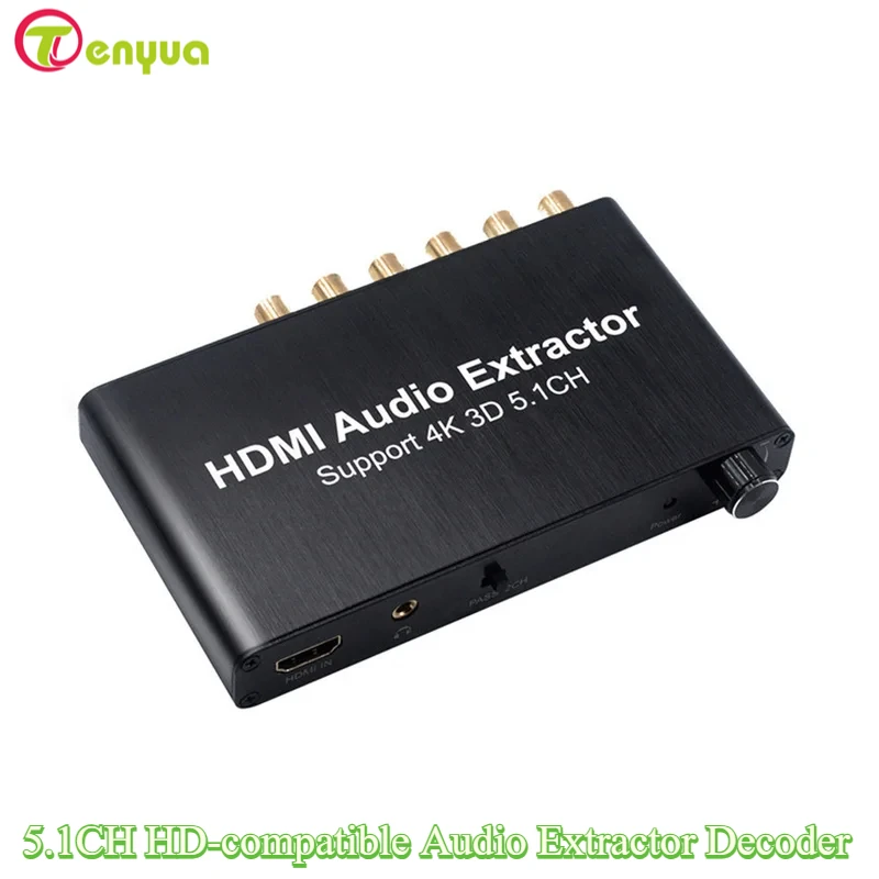 5.1CH HD-compatible Audio Extractor Decoder HD to 3.5mm RCA 5.1 Channel Sound Extractor Amplifier Analog Converter for PS4 DVD