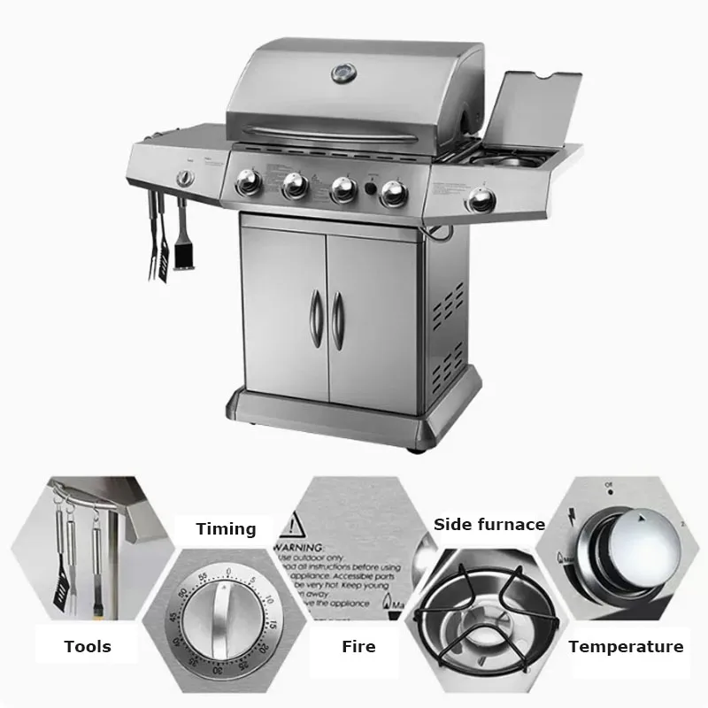 

Furnace Commercial Gas and Carbon Grill Outdoor Multifunctional Charcoal Barbecue Stainless Steel Large Size Braised Oven