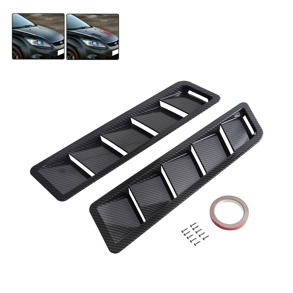 

Air Flow Intake Universal Scoop Bonnet Side Fender Car Decorative Cover Hood Vent Louver Cooling Panel Trim Set