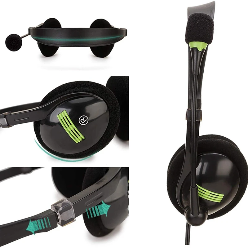 سماعة رأس سلكية USB مع ميكروفون على الأذن مع مفتاح ميكروفون للتحكم في مستوى الصوت للكمبيوتر/الكمبيوتر المحمول/الهواتف