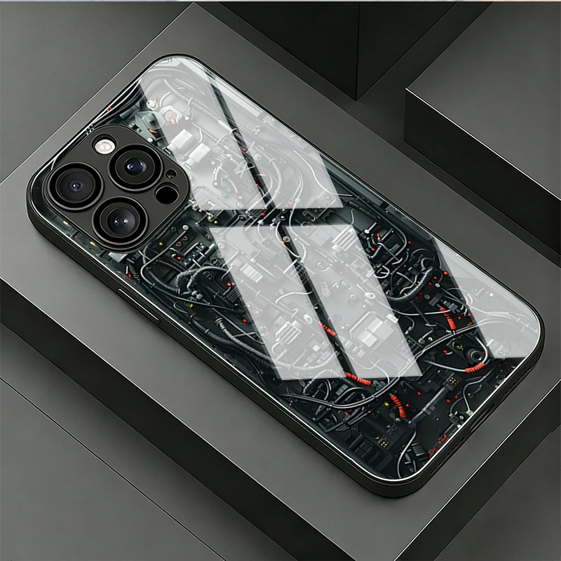 Mechanical Circuit Board Tempered Glass Phone Case For Samsung Galaxy S26 Ultra S25 FE S24 S23 Plus 5G Lens Protection Cover