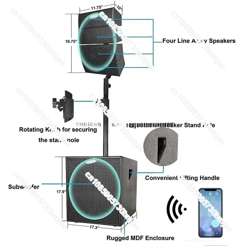 4000W 2*15Subwoofer Professional Audio Karaoke Sets BT Sound Box PA Speaker System Active Subwoofer Line