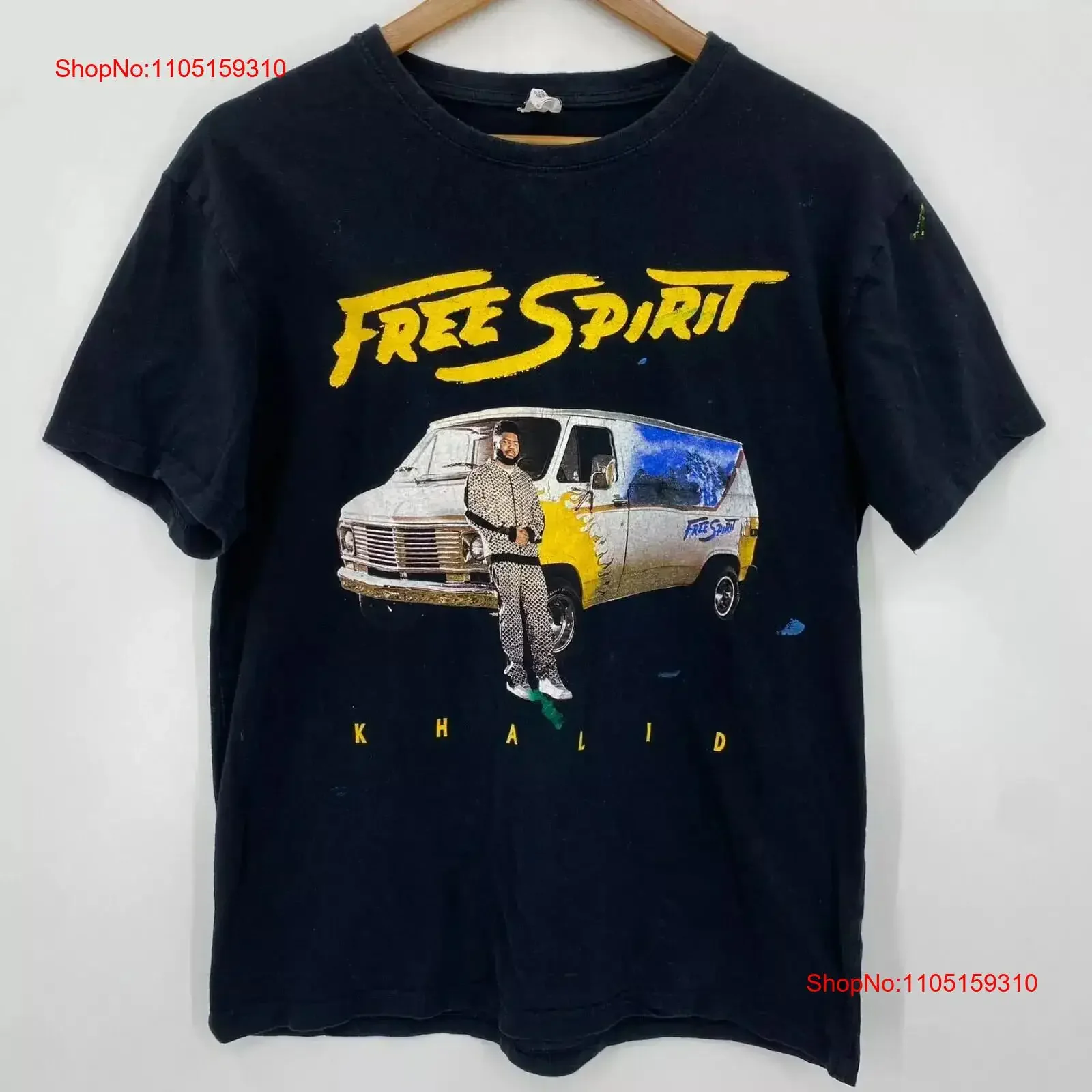 خالد فري سبيريت تور تي شيرت الكبار حجم L أسود 2019 CJ خمر غسلها الشارع الشهير عادية مريحة أوم