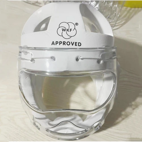 Casco aprobado por WKF con máscara, Protector facial blanco y negro, protectores de nariz, entrenamiento de Taekwondo, equipo de cabeza para competición, chico y adulto