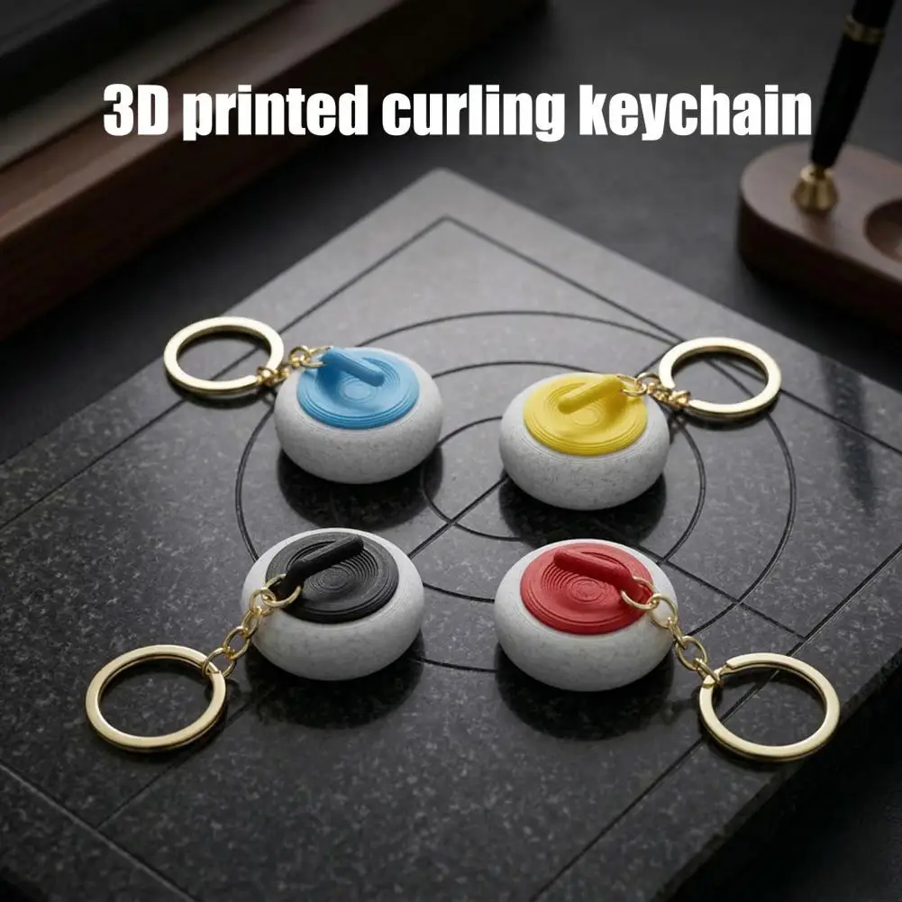 Car Pendant Keychain Sports Style Keychain Pendant 3d Printed Curling Keyring Ice Sports Key Holder Backpack Accessory for Fans