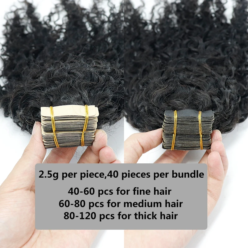 Deep Curly Tape In Human Hair Extensions For Black Women Loose Curly Tape Ins Brazilian Bulk Virgin Microlink Hair Ever Beauty