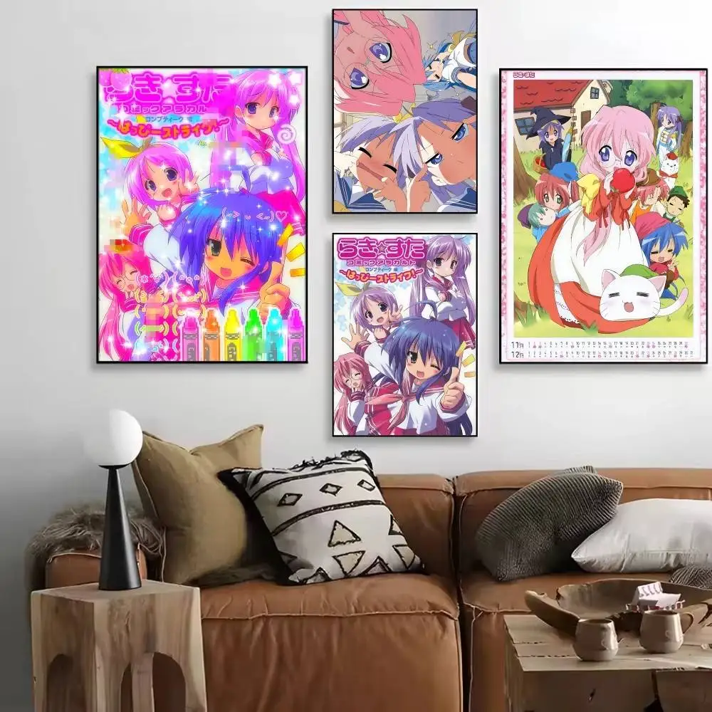 Classic Anime Lucky Star Posters High Quality Self-adhesive Wall Art Decorations Color Prints Sticky