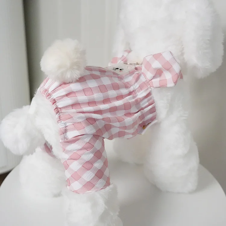 ملابس ربيعية للحيوانات الأليفة، ملابس متقلب بأربعة أرجل، ملابس بذلة للقطط والكلاب، ملابس بيجامة للجرو