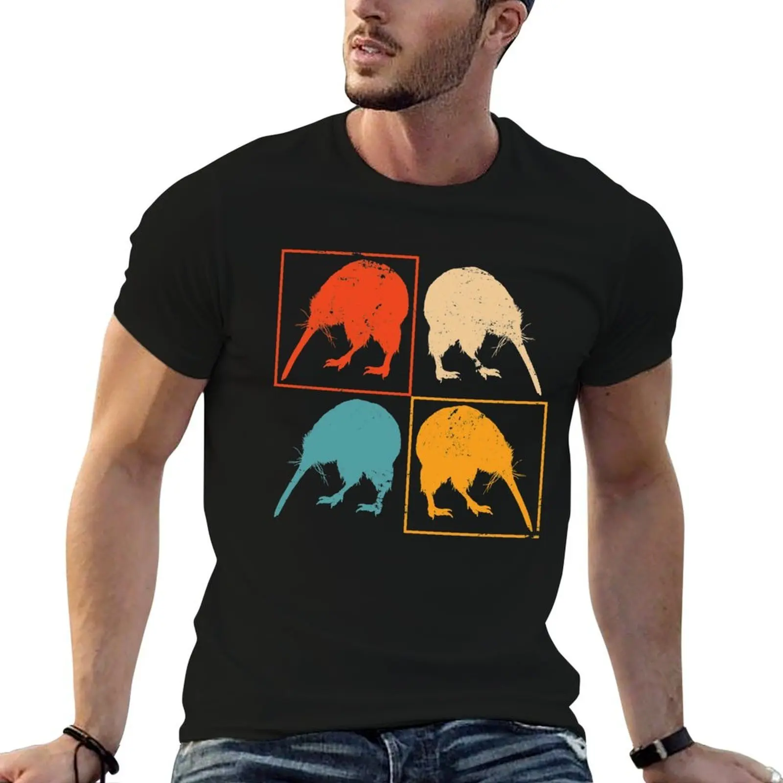 تي شيرت Pop Art Kiwi New Zealand تي شيرت رجالي تي شيرت قطني للرجال جرافيك مضحك تي شيرت