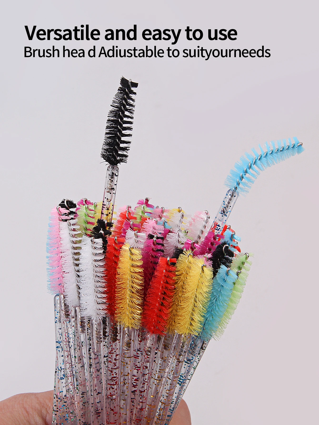50PCS mixed-color mascara brush, eyebrow brush, spiral brush, portable eyelash extension, eye makeup brush, beauty tools