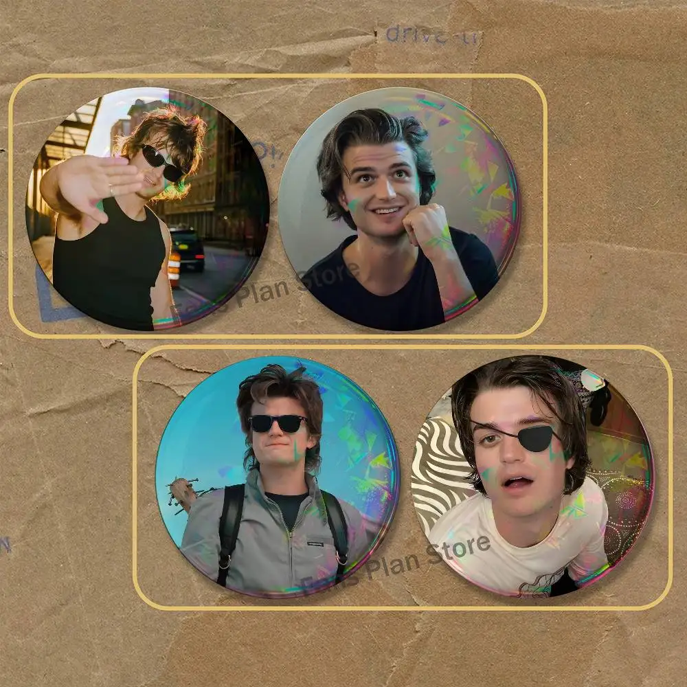 J-Joe Keery Steve Brooches For Backpack Accessories 25,32,44,58,75mm Round Enamel Pins 2-piece Set Cartoon Anime Fan Merchandise