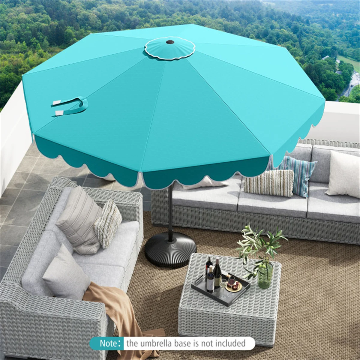 10 Feet Patio Umbrella with Crank Tilt Adjustment - Turquoise