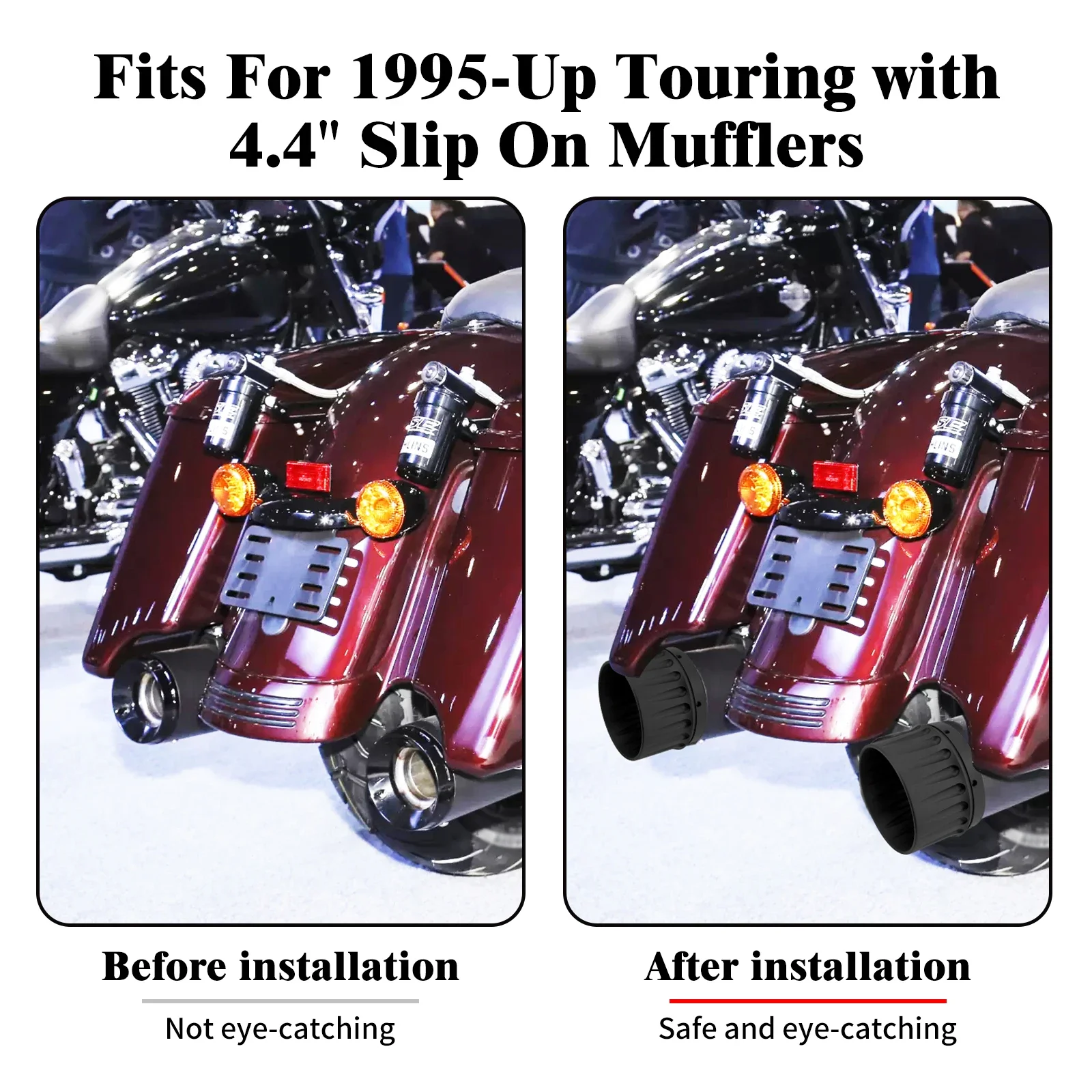 Motorcycle Exhaust Mufflers Covers Slip Pipes  End Caps For Harley Touring Electra Glide Road King Ultra FLHX  4.4'' Pipe Cover