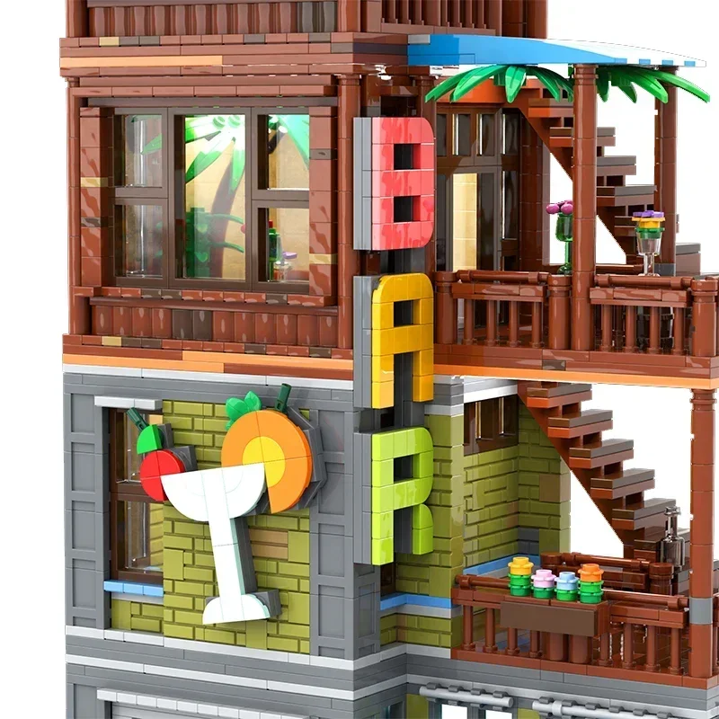 Modular City Model Moc Building Bricks Cocktail Bar And Tire Shop Technology Blocks Gifts Christmas Toys DIY Sets Assembly