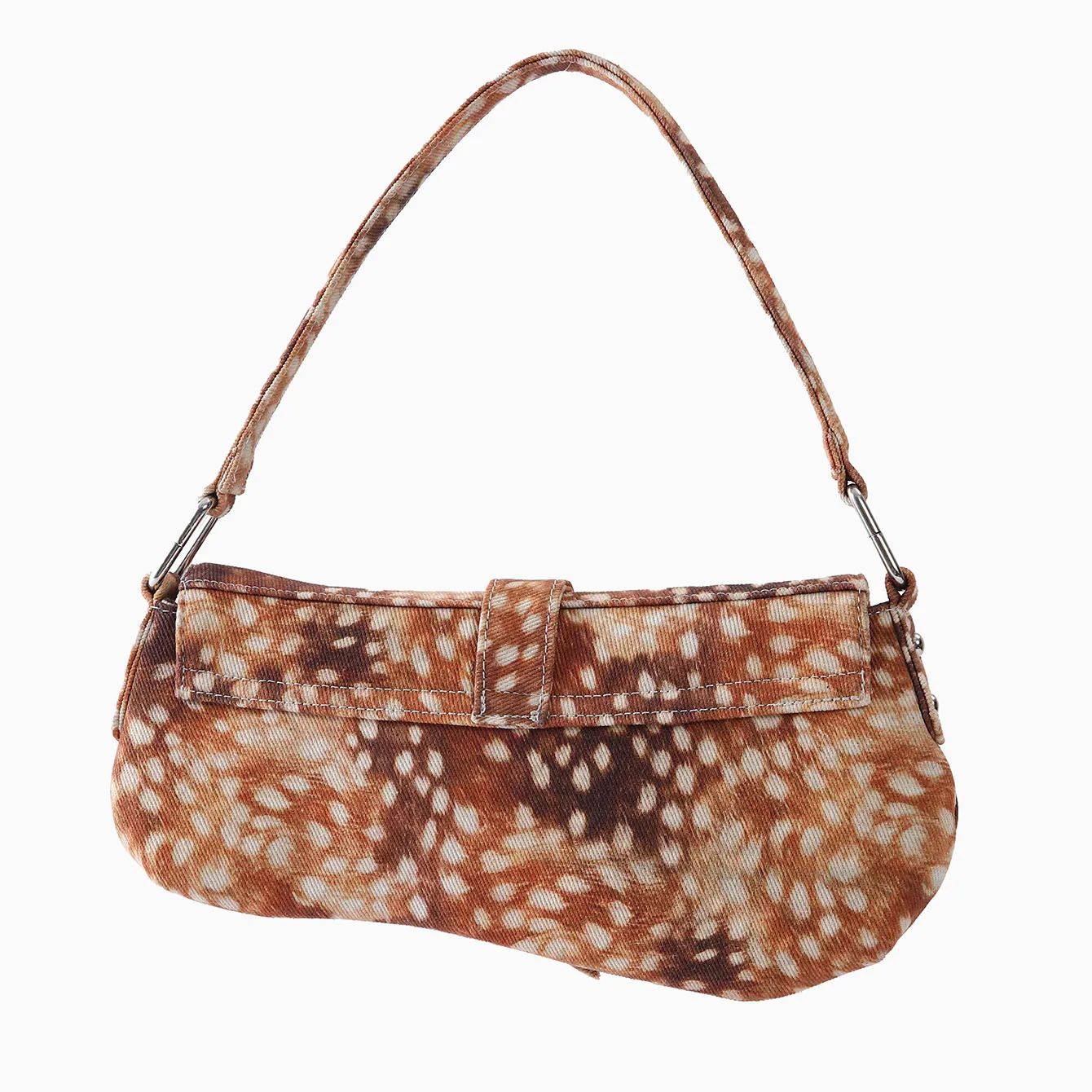 Retro New Deer Pattern Underarm Bag For Women American Casual Fashion Street Style Printed Asymmetric Canvas Shoulder Bags