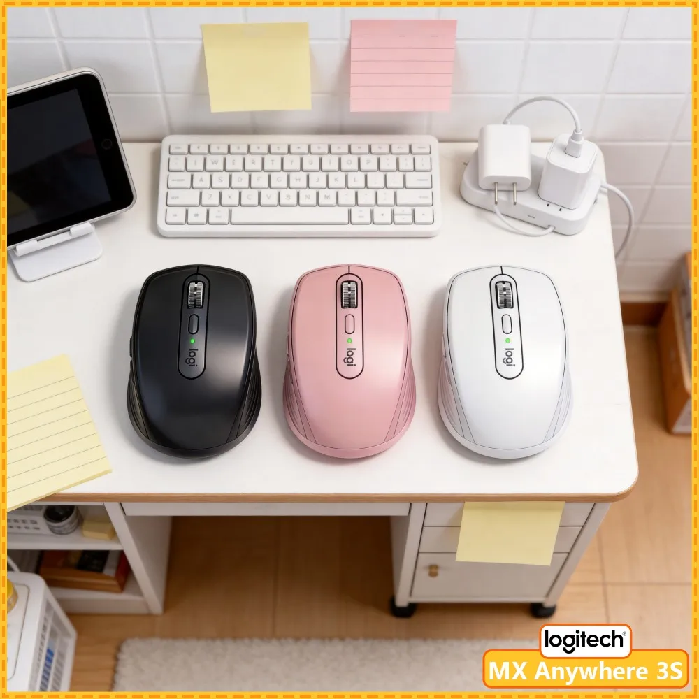 Logitech MX Anywhere 3S Office Mouse - 8000 DPI, MagSpeed Hyper-Scroll, Silent Buttons, 3-Device Sync, USB-C Fast Charging